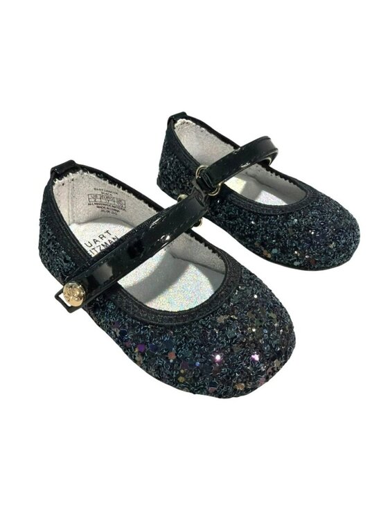 Stuart Weitzman Other - Stuart Weitzman Baby Girls Black Glitter Mary Jane Shoes With Box Size 1